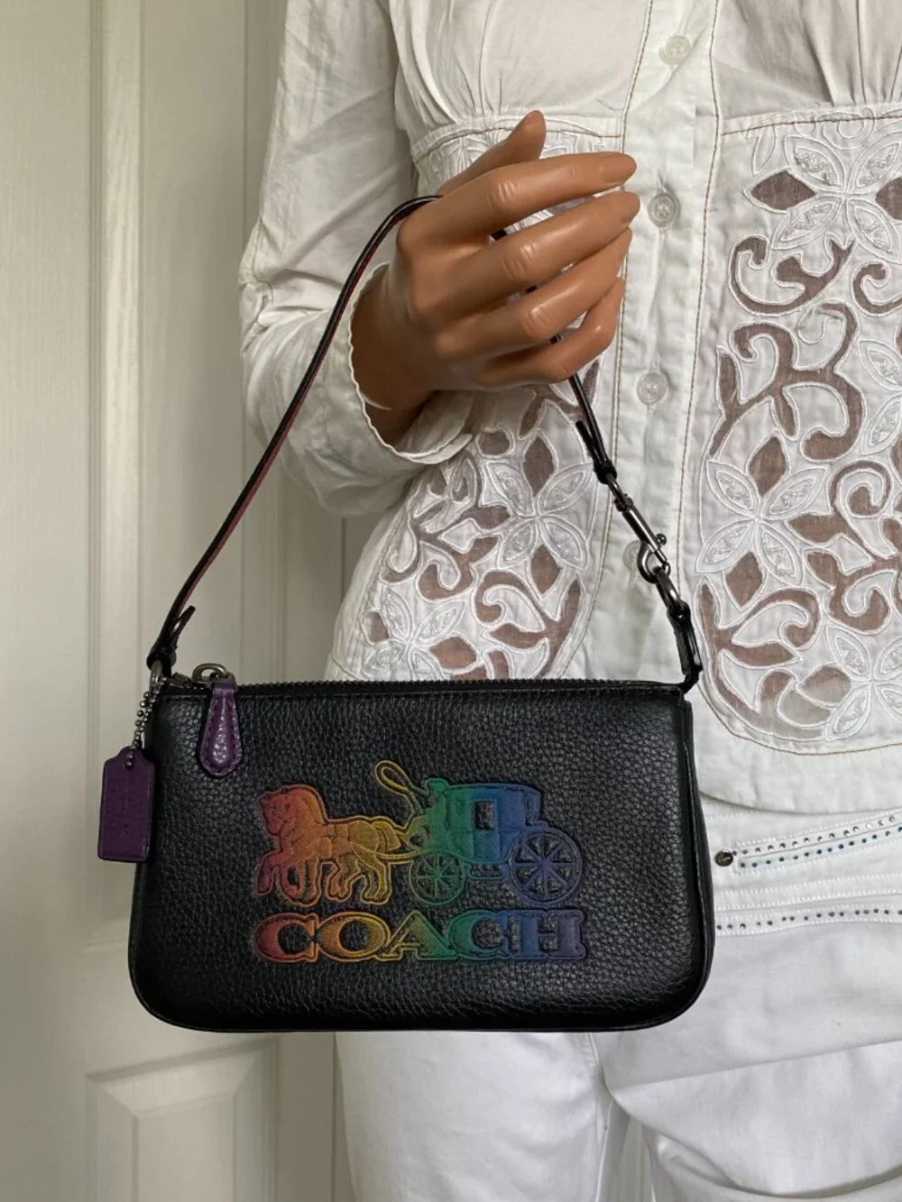 NWT Coach C6902 Nolita 19 With Horse and Carriage Black Leather Wristlet